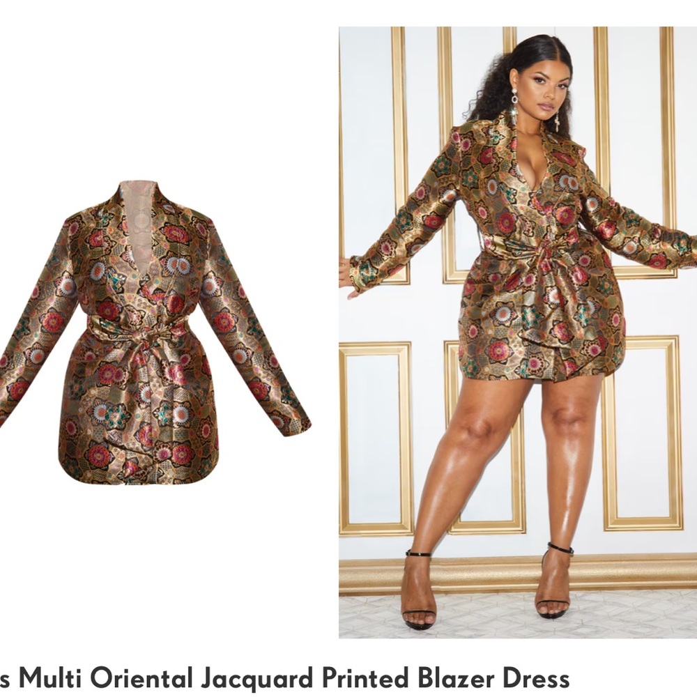 Multi Print Jacquard Printed Blazer Dress size:4US